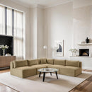  Manufacturer Color_Camel -- Shaggy 101" Camel Corduroy Performance Fabric Upholstered 5 pc Modular Sectional IMAGE 2