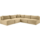  Manufacturer Color_Camel -- Shaggy 101" Camel Corduroy Performance Fabric Upholstered 5 pc Modular Sectional IMAGE 3