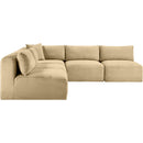 Manufacturer Color_Camel -- Shaggy 101" Camel Corduroy Performance Fabric Upholstered 5 pc Modular Sectional IMAGE 4