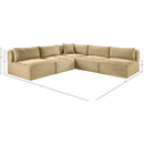  Manufacturer Color_Camel -- Shaggy 101" Camel Corduroy Performance Fabric Upholstered 5 pc Modular Sectional IMAGE 9