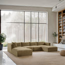  Manufacturer Color_Camel -- Shaggy 145" Camel Corduroy Performance Fabric Upholstered 5 pc Modular Sectional IMAGE 2