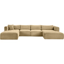  Manufacturer Color_Camel -- Shaggy 145" Camel Corduroy Performance Fabric Upholstered 5 pc Modular Sectional IMAGE 3