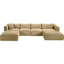  Manufacturer Color_Camel -- Shaggy 145" Camel Corduroy Performance Fabric Upholstered 5 pc Modular Sectional IMAGE 6