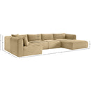 Meridian Shaggy Camel Corduroy Performance Fabric Modular Sectional IMAGE 12
