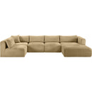  Manufacturer Color_Camel -- Shaggy 145" Camel Corduroy Performance Fabric Upholstered 5 pc Modular Sectional IMAGE 3