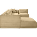  Manufacturer Color_Camel -- Shaggy 145" Camel Corduroy Performance Fabric Upholstered 5 pc Modular Sectional IMAGE 4