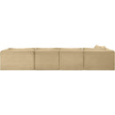 Manufacturer Color_Camel -- Shaggy 145" Camel Corduroy Performance Fabric Upholstered 5 pc Modular Sectional IMAGE 5