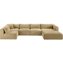  Manufacturer Color_Camel -- Shaggy 145" Camel Corduroy Performance Fabric Upholstered 5 pc Modular Sectional IMAGE 6