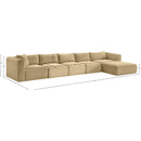  Manufacturer Color_Camel -- Shaggy 176" Camel Corduroy Performance Fabric Upholstered 5 pc Modular Sectional IMAGE 12