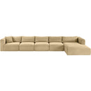  Manufacturer Color_Camel -- Shaggy 176" Camel Corduroy Performance Fabric Upholstered 5 pc Modular Sectional IMAGE 6