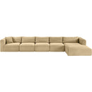 Meridian Shaggy Camel Corduroy Performance Fabric Modular Sectional IMAGE 6