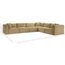  Manufacturer Color_Camel -- Shaggy 140" Camel Corduroy Performance Fabric Upholstered 6 pc Modular Sectional IMAGE 12