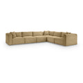  Manufacturer Color_Camel -- Shaggy 140" Camel Corduroy Performance Fabric Upholstered 6 pc Modular Sectional IMAGE 1