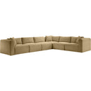  Manufacturer Color_Camel -- Shaggy 140" Camel Corduroy Performance Fabric Upholstered 6 pc Modular Sectional IMAGE 3