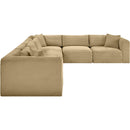  Manufacturer Color_Camel -- Shaggy 140" Camel Corduroy Performance Fabric Upholstered 6 pc Modular Sectional IMAGE 4
