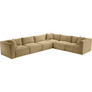  Manufacturer Color_Camel -- Shaggy 140" Camel Corduroy Performance Fabric Upholstered 6 pc Modular Sectional IMAGE 6