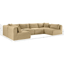  Manufacturer Color_Camel -- Shaggy 140" Camel Corduroy Performance Fabric Upholstered 6 pc Modular Sectional IMAGE 12