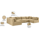  Manufacturer Color_Camel -- Shaggy 140" Camel Corduroy Performance Fabric Upholstered 6 pc Modular Sectional IMAGE 13