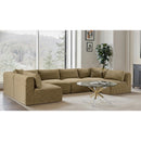  Manufacturer Color_Camel -- Shaggy 140" Camel Corduroy Performance Fabric Upholstered 6 pc Modular Sectional IMAGE 2