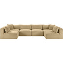  Manufacturer Color_Camel -- Shaggy 140" Camel Corduroy Performance Fabric Upholstered 6 pc Modular Sectional IMAGE 3