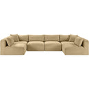 Meridian Shaggy Camel Corduroy Performance Fabric Modular Sectional IMAGE 3