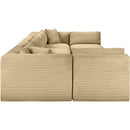  Manufacturer Color_Camel -- Shaggy 140" Camel Corduroy Performance Fabric Upholstered 6 pc Modular Sectional IMAGE 4