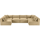  Manufacturer Color_Camel -- Shaggy 140" Camel Corduroy Performance Fabric Upholstered 6 pc Modular Sectional IMAGE 6