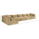  Manufacturer Color_Camel -- Shaggy 171" Camel Corduroy Performance Fabric Upholstered 6 pc Modular Sectional IMAGE 12