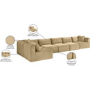 Meridian Shaggy Camel Corduroy Performance Fabric Modular Sectional IMAGE 13