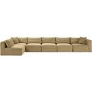  Manufacturer Color_Camel -- Shaggy 171" Camel Corduroy Performance Fabric Upholstered 6 pc Modular Sectional IMAGE 3