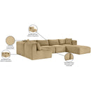  Manufacturer Color_Camel -- Shaggy 140" Camel Corduroy Performance Fabric Upholstered 6 pc Modular Sectional IMAGE 14