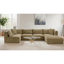  Manufacturer Color_Camel -- Shaggy 140" Camel Corduroy Performance Fabric Upholstered 6 pc Modular Sectional IMAGE 2