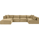  Manufacturer Color_Camel -- Shaggy 140" Camel Corduroy Performance Fabric Upholstered 6 pc Modular Sectional IMAGE 3