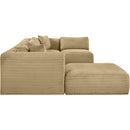  Manufacturer Color_Camel -- Shaggy 140" Camel Corduroy Performance Fabric Upholstered 6 pc Modular Sectional IMAGE 4