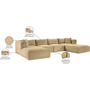  Manufacturer Color_Camel -- Shaggy 140" Camel Corduroy Performance Fabric Upholstered 6 pc Modular Sectional IMAGE 12