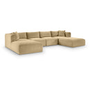  Manufacturer Color_Camel -- Shaggy 140" Camel Corduroy Performance Fabric Upholstered 6 pc Modular Sectional IMAGE 1