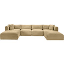  Manufacturer Color_Camel -- Shaggy 140" Camel Corduroy Performance Fabric Upholstered 6 pc Modular Sectional IMAGE 3