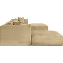  Manufacturer Color_Camel -- Shaggy 140" Camel Corduroy Performance Fabric Upholstered 6 pc Modular Sectional IMAGE 4