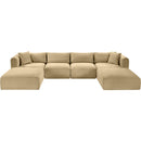  Manufacturer Color_Camel -- Shaggy 140" Camel Corduroy Performance Fabric Upholstered 6 pc Modular Sectional IMAGE 6