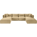 Meridian Shaggy Camel Corduroy Performance Fabric Modular Sectional IMAGE 6