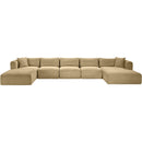  Manufacturer Color_Camel -- Shaggy 176" Camel Corduroy Performance Fabric Upholstered 6 pc Modular Sectional IMAGE 3