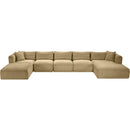  Manufacturer Color_Camel -- Shaggy 176" Camel Corduroy Performance Fabric Upholstered 6 pc Modular Sectional IMAGE 6