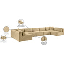  Manufacturer Color_Camel -- Shaggy 171" Camel Corduroy Performance Fabric Upholstered 7 pc Modular Sectional IMAGE 13
