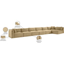  Manufacturer Color_Camel -- Shaggy 202" Camel Corduroy Performance Fabric Upholstered 7 pc Modular Sectional IMAGE 14