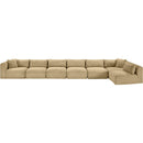  Manufacturer Color_Camel -- Shaggy 202" Camel Corduroy Performance Fabric Upholstered 7 pc Modular Sectional IMAGE 6