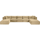  Manufacturer Color_Camel -- Shaggy 171" Camel Corduroy Performance Fabric Upholstered 7 pc Modular Sectional IMAGE 6