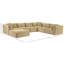  Manufacturer Color_Camel -- Shaggy 140" Camel Corduroy Performance Fabric Upholstered 7 pc Modular Sectional IMAGE 13