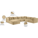  Manufacturer Color_Camel -- Shaggy 140" Camel Corduroy Performance Fabric Upholstered 7 pc Modular Sectional IMAGE 14