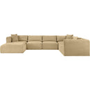  Manufacturer Color_Camel -- Shaggy 140" Camel Corduroy Performance Fabric Upholstered 7 pc Modular Sectional IMAGE 3