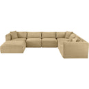  Manufacturer Color_Camel -- Shaggy 140" Camel Corduroy Performance Fabric Upholstered 7 pc Modular Sectional IMAGE 6